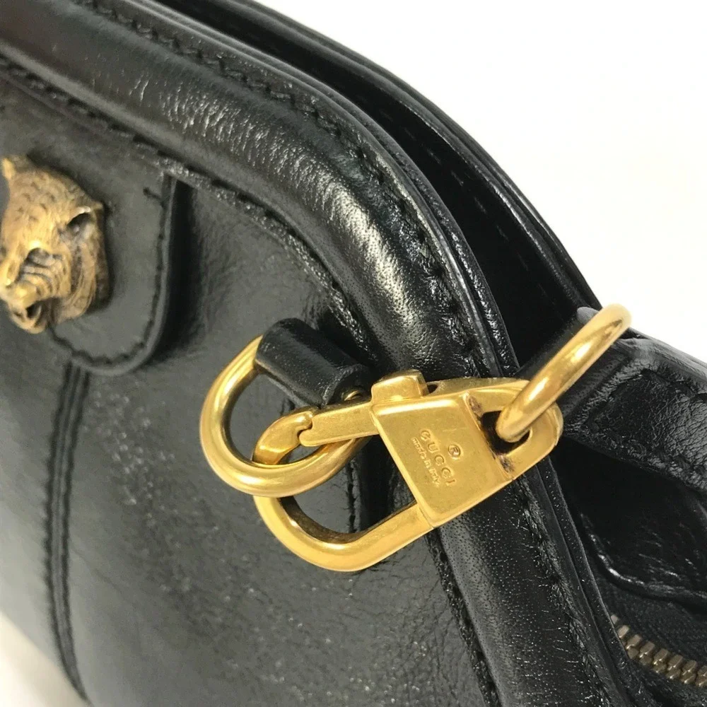 GUCCI Authentic Black Leather GG Marmont Shoulder Bag - Picture 12 of 16